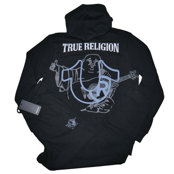 True Religion Men's Fleece Sweatsuit 2 Piece Tracksuit Matching Hoodie Joggers - Picture 1 of 13